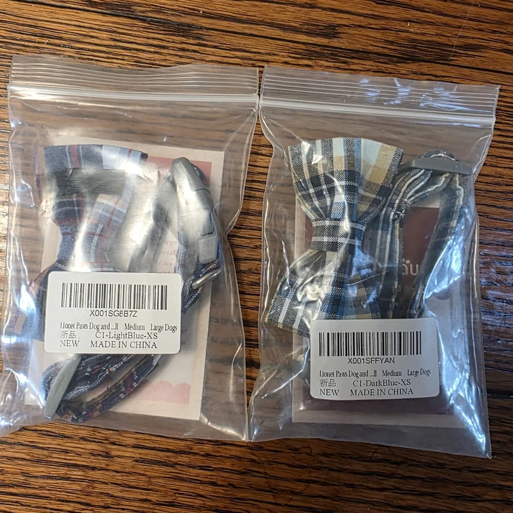Plaid Bow Tie Collar Sets for Medium or Large Dogs (2 available)